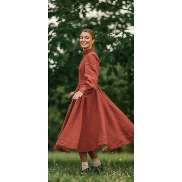 NWOT Son De Flor Size Xs Nicole Dress Linen Midi - Picture 3 of 16